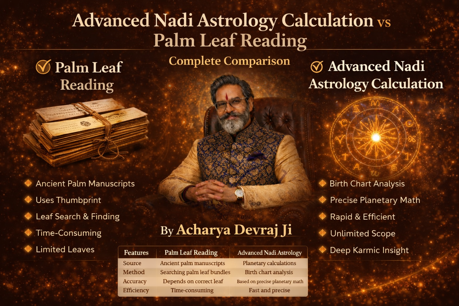 Advanced Nadi Astrology Calculation vs Palm Leaf Reading – Complete Comparison